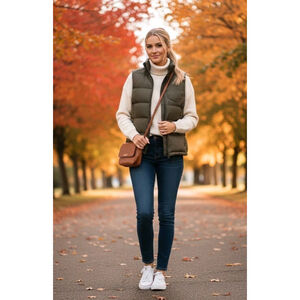 Lauren Active Olive Down Puffer Vest Size Small Cabincore